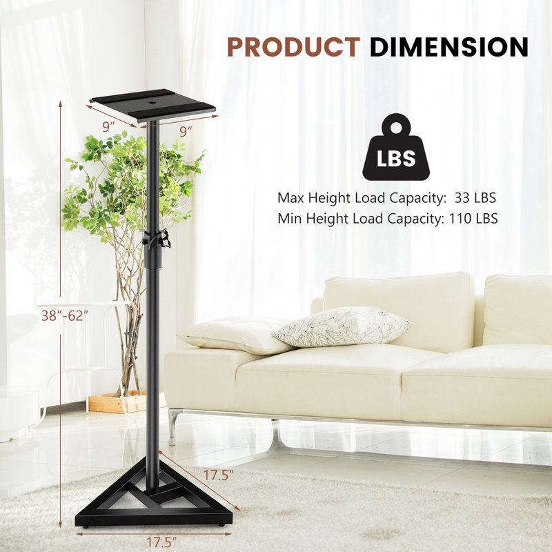 62'' Adjustable Height Universal Speaker Stand