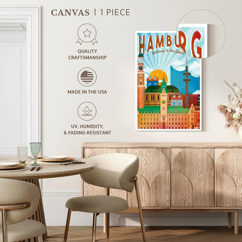 Affiche rétro de Hambourg, H 30 po x l 20 po