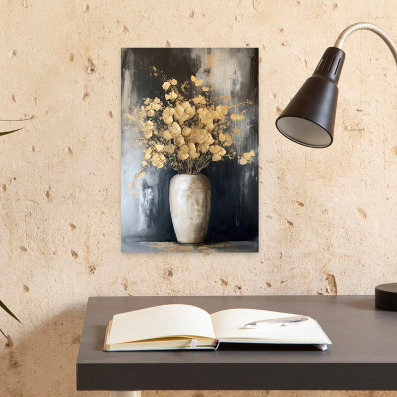 «Dramatic Flowers», art mural contemporain dramatique abstrait, H 18 po x l 12 po