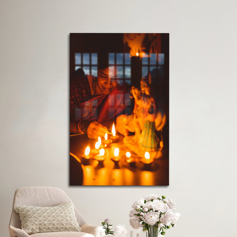 Art mural en verre fait à la main avec message inspirant et chandelles, idéal pour la maison ou le bureau