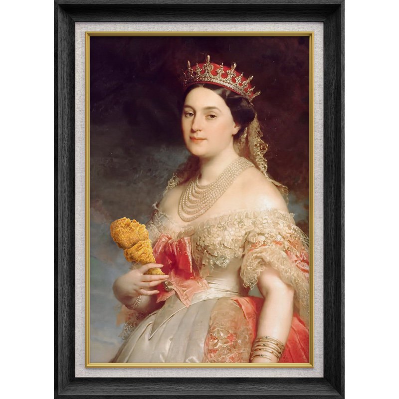 «Queen with Crown And Dress» sur toile, H 36 po x l 26 po, Cadre noir de qualité supérieure
