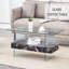 Table basse robuste de 43,3 pouces à double couche - plateau en verre trempé et pieds de table, avec une capacité de charge de 250 livres, jumelée à du verre trempé - table basse durable-1021157550