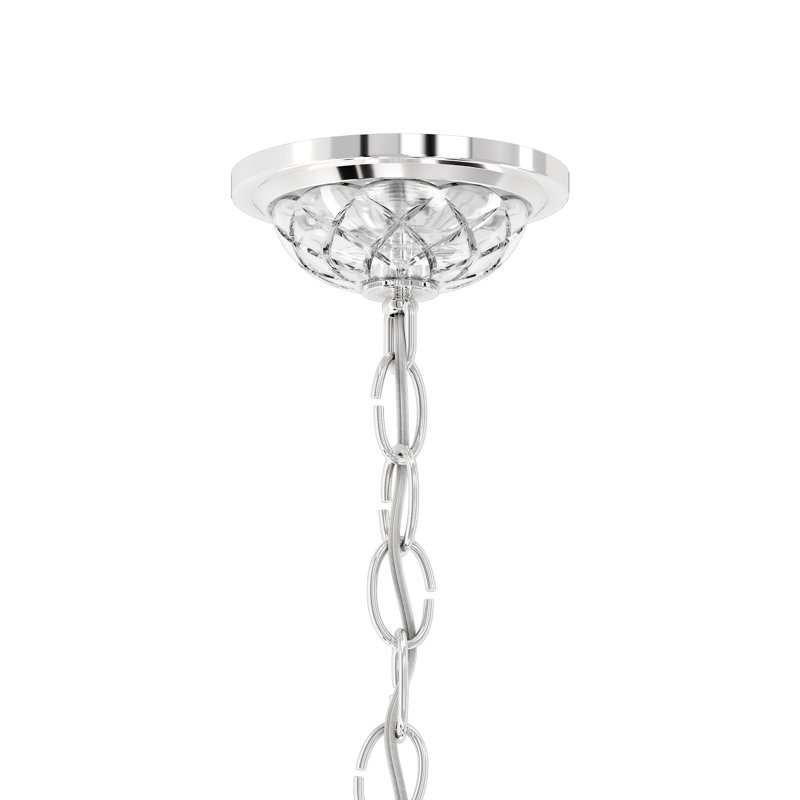 Sterling 5 - Light Glass Chandelier, Strass Clear, Polished Silver