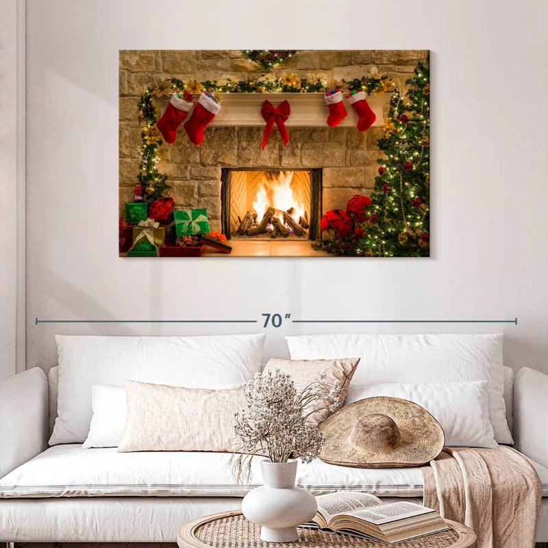 Foyer de Noël décoré, H 30 po x l 45 po