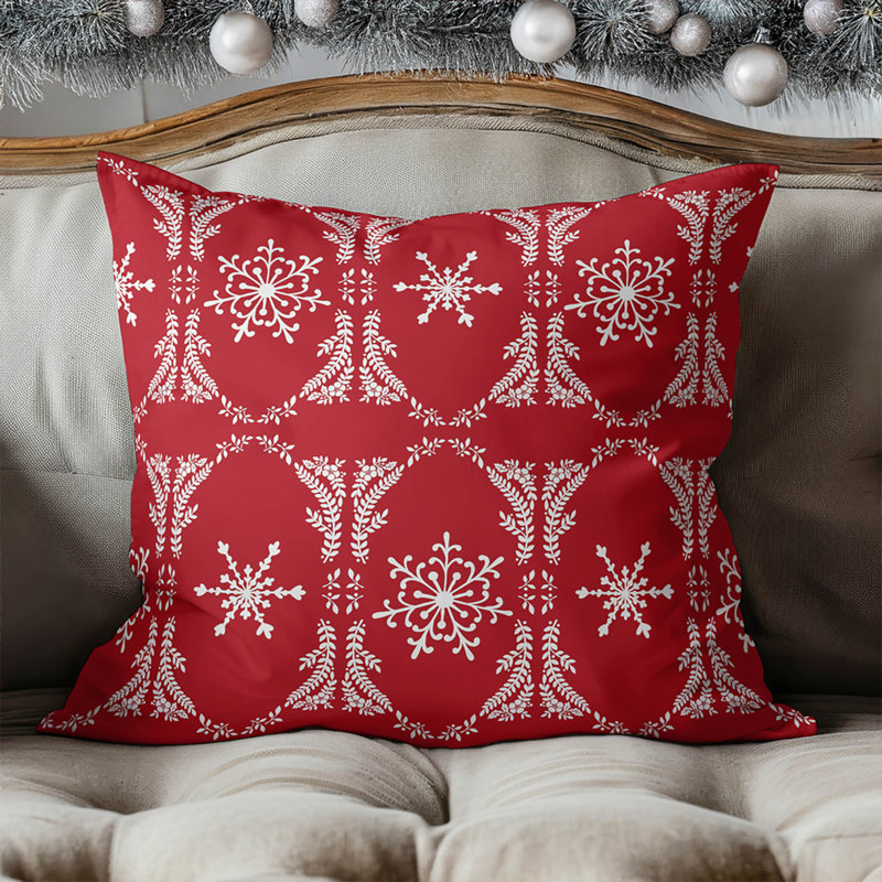 Coussin décoratif d'intérieur, Rouge, Carré 16 po