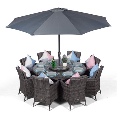 Karcher 8 Seater Dining Set with Cushions and Parasol