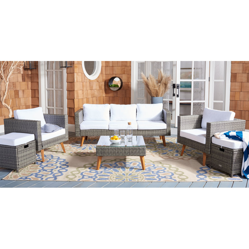 Chilton 7 - Person Patio Conversation Set with Cushions, Gray Brown