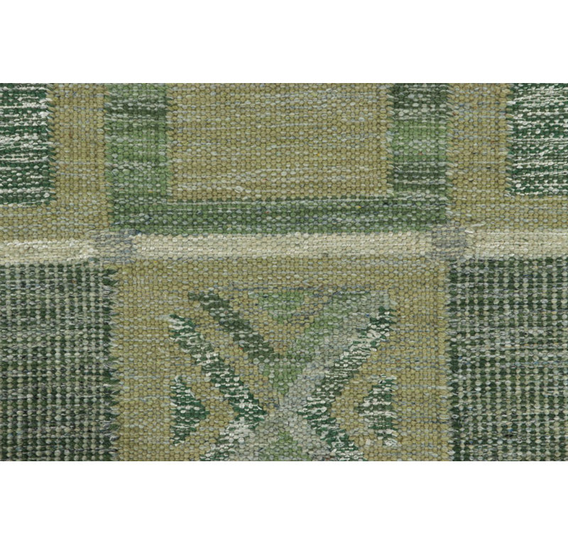 Scandinavian Wool Geometric Area Rug in Green, Rectangle 10' x 14'