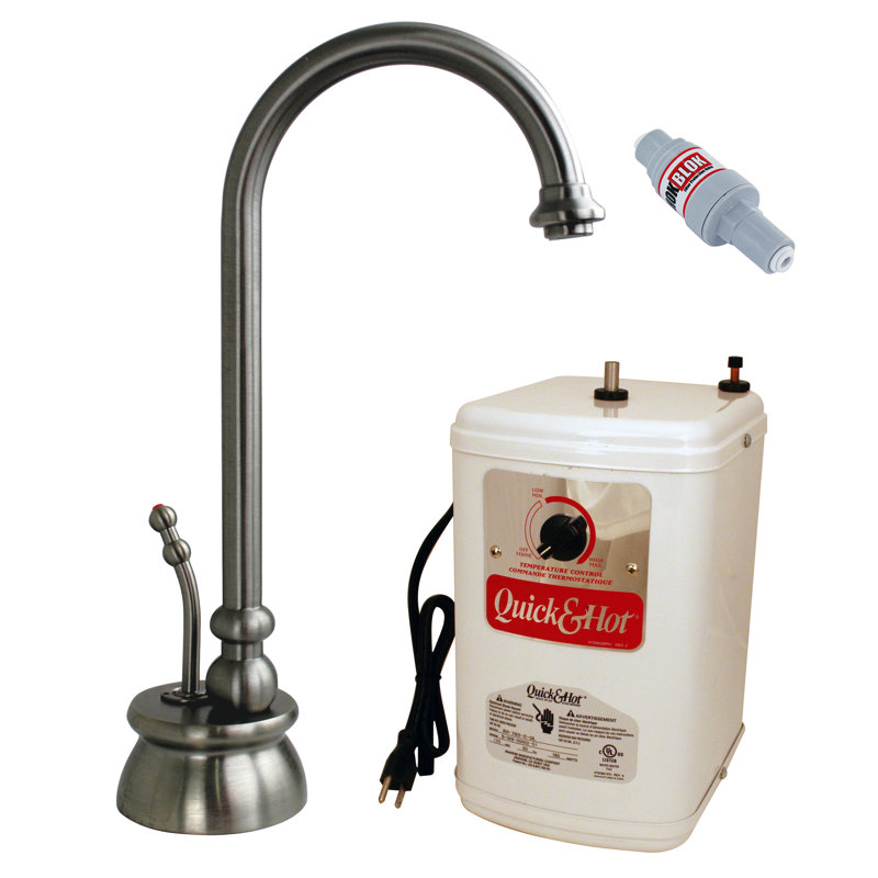 10" Calorah 1-Handle Hot Water Dispenser Faucet with Instant Hot Tank, Satin Nickel