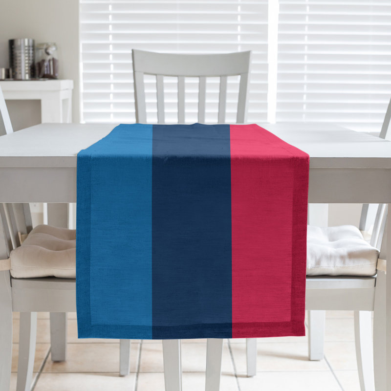 Chemin de table basket Philadelphia, L 72 po x l 16 po, Bleu / bleu marine / rouge, Sergé de coton