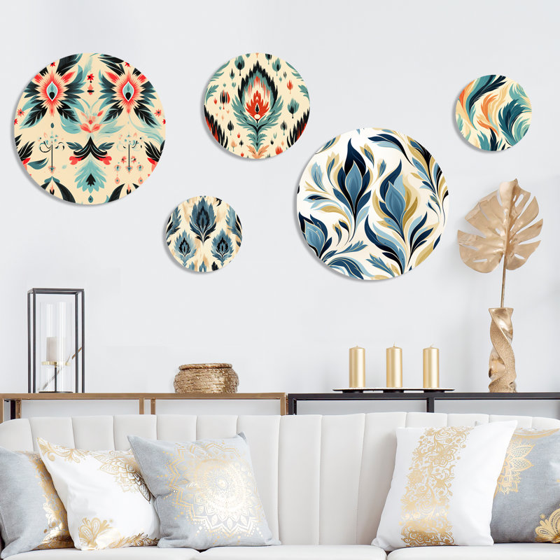 Elouan - Ensemble d'art mural rond victorien Ikat de 5