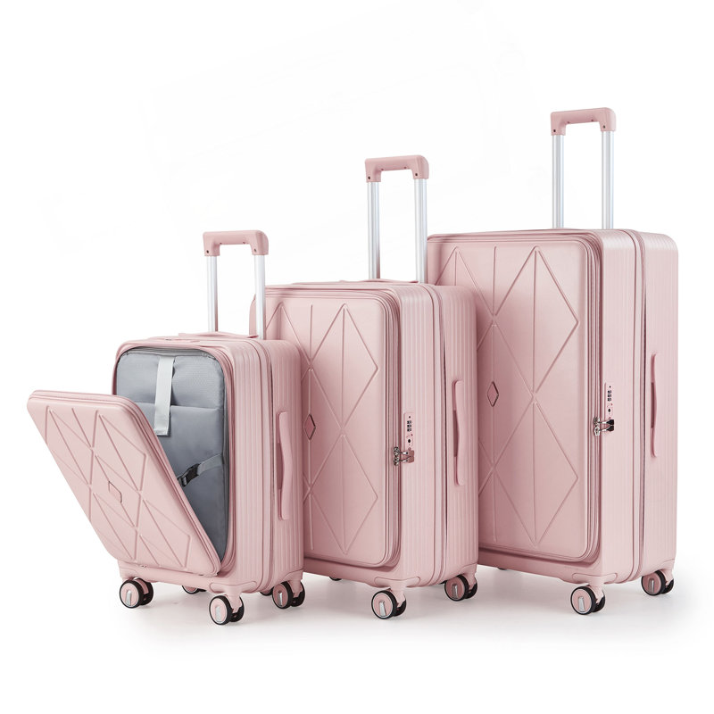 Ensembles de bagages 3 pièces (20/24/28), bagages de cabine extensibles avec verrou TSA approuvé par la compagnie aérienne, coque rigide 100% PC et valise légère avec poche avant et roues pivotantes