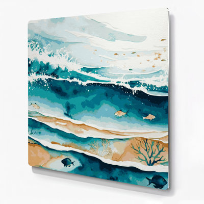 «Hawaiian Lagoon Waters», art mural en métal beige