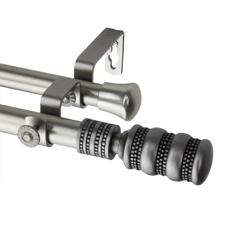 Tringle à rideaux double Parinaaz, 66 po à 120 po, Nickel satiné