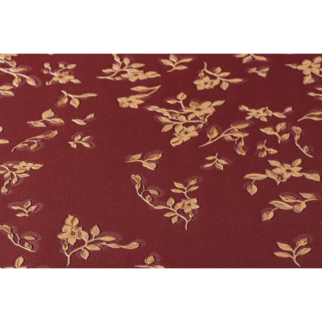 B&Q - Bricoflor Burgundy And Yellow Floral Wallpaper Burgundy Wallpaper With Yellow Flower Detail 10.05 X 0.70 M - Image 2
