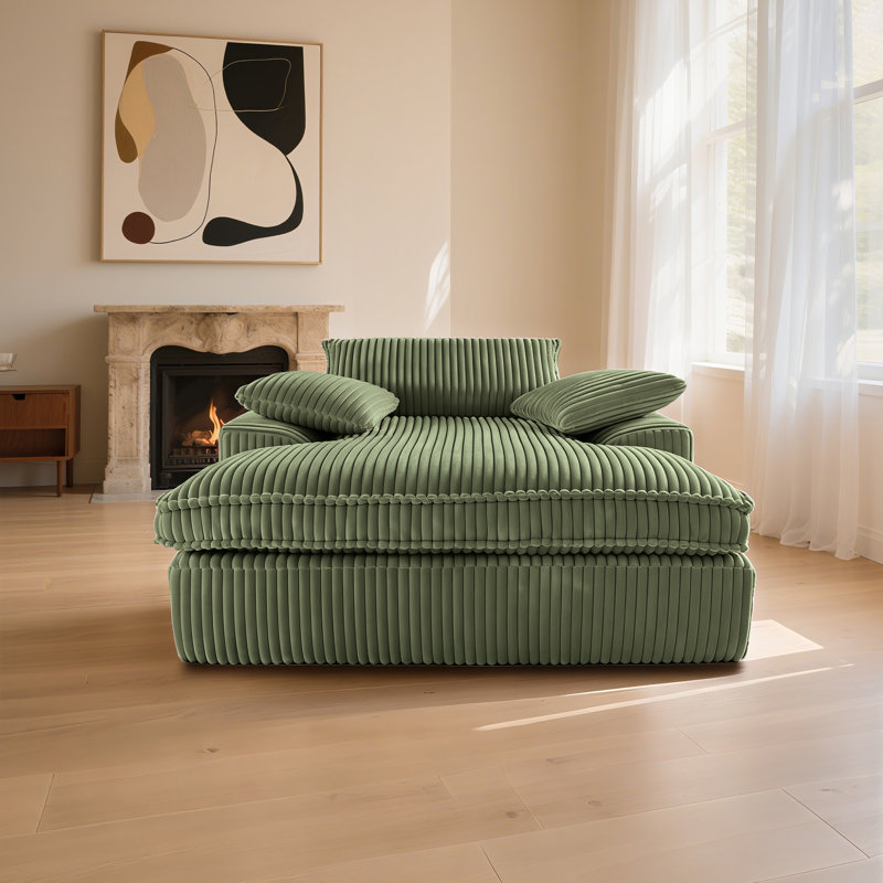 Canapé-lit intérieur rembourré 56 po avec 3 coussins 56 po Corduroy, Vert