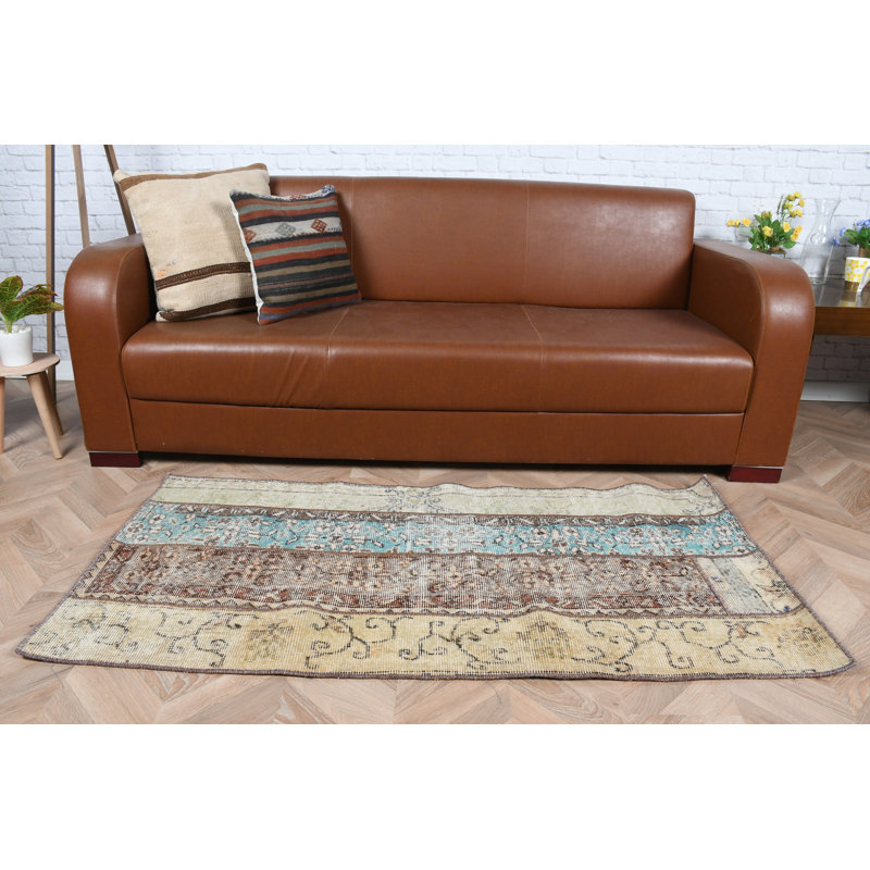Handcrafted Vintage Turkish Door Mat in Bohemian Style Featuring Striped Pattern for Unique Farmhouse Decor