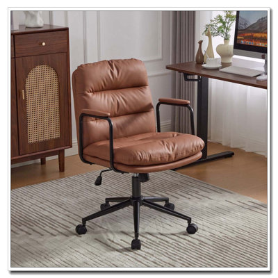 Chaise de bureau à dossier moyen en similicuir et inclinaison à 40 °