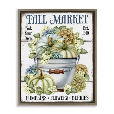 Art rétro giclée par citrouille et Hydgrangea par Creatif Belle