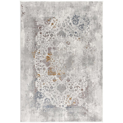 Rug Branch Sable 2' x 4' (2'3" x 4') Grey/Beige Distressed Medallion Indoor Doormat Rug, Comtemporary, High Pile, Stain-Resistant Entry Carpet - Front Door, Mudroom, Hallway and Kitchen