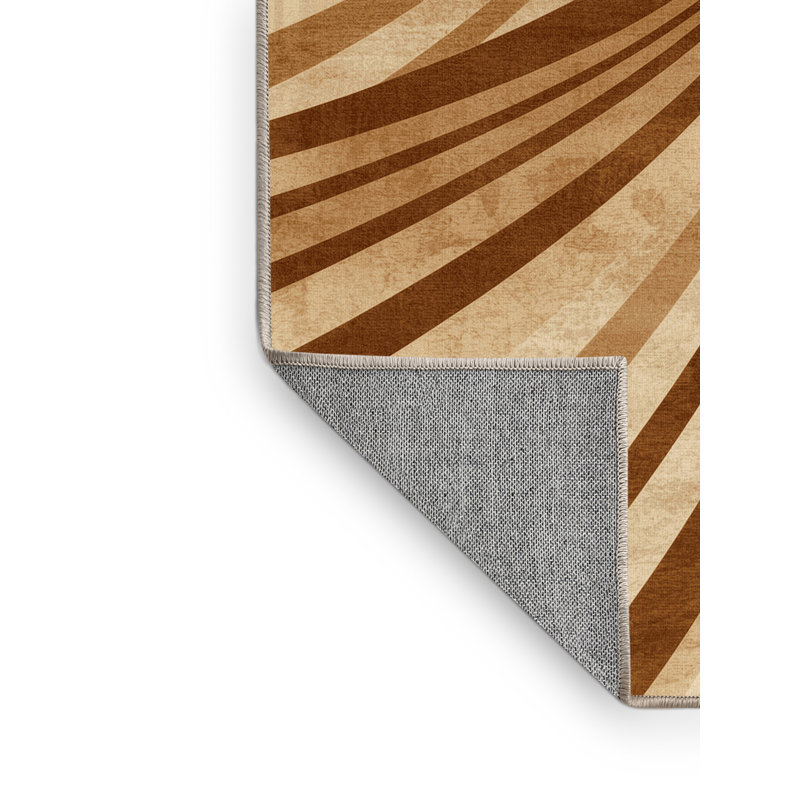 Tapis art déco brun foncé et beige lavable à la machine Cumberland Sorceress, 5 x 8