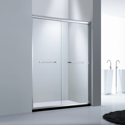 48" W x 72" H  Bright Chrome Sliding Shower Door Clear Glass