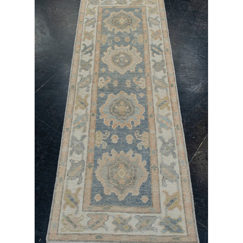 Milibor Hand Knotted Wool Floral Area Rug in Gray