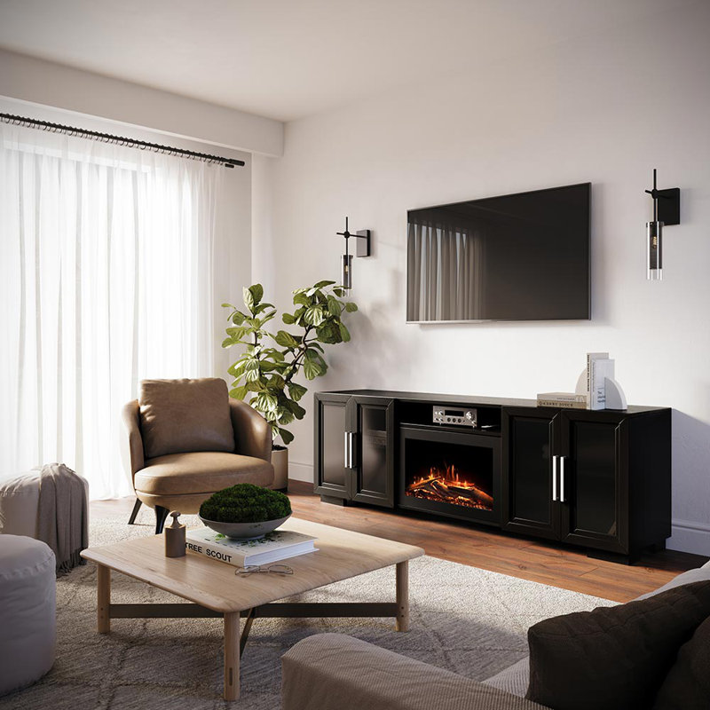 Modern Ember Channing 80-In Smart Electric Fireplace TV Stand With 26” Firebox Heater