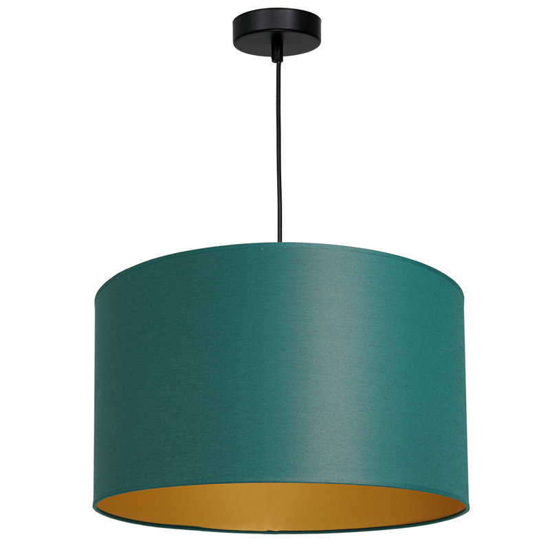 Latwanna 1 - Light Drum Chandelier, 110cm H x 75cm W x 75cm D, Black, Green/Gold