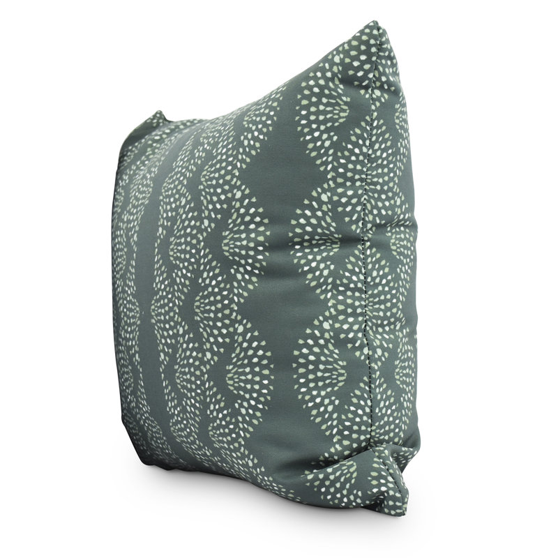 Fickle Florals Geometric Outdoor Reversible Throw Pillow, 16" x 16", Green