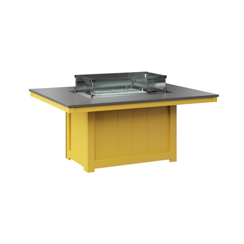 Foyer de table rectangulaire Berlin Gardens Donoma, Acier inoxydable martelé avec base jaune soleil