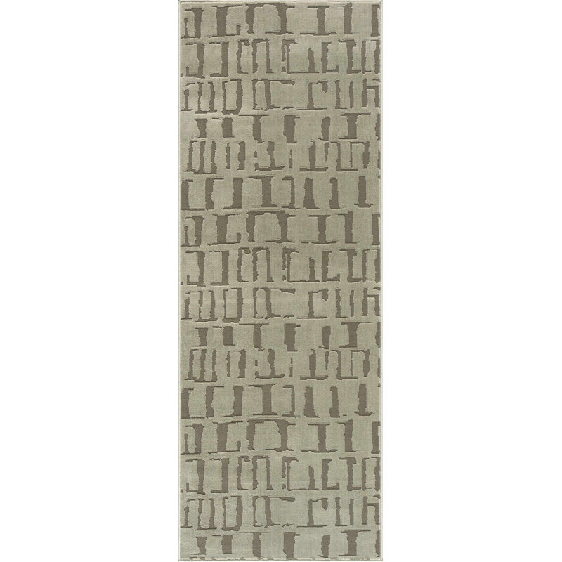 Tapis à motif géométrique lavable à la machine Lyna, Green 1, Rectangle 7'10'' x 10'