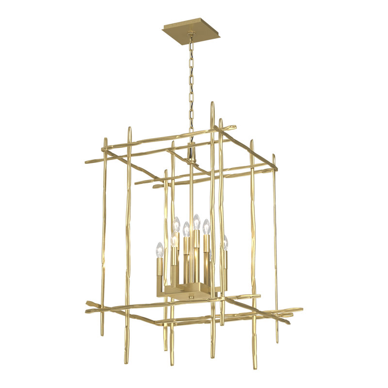 Tura 4 - Light Rectangle Chandelier, Modern Brass, Large