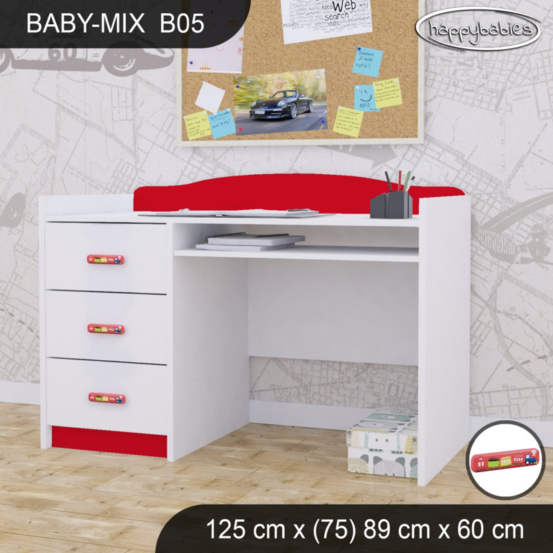 125cm Computer Desk, Red