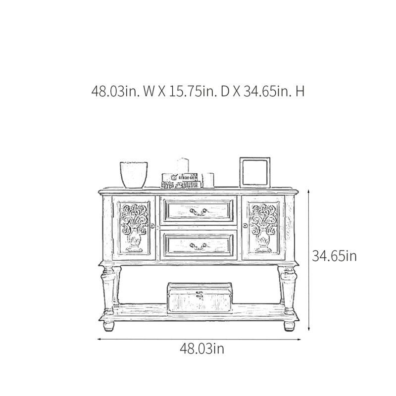 American Retro Multifunctional Console Table, Brown/Beige