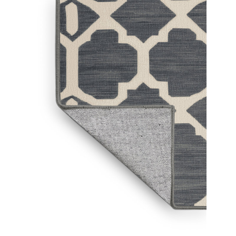 Machine Washable Trellis Grey Area Rug, Round 5'