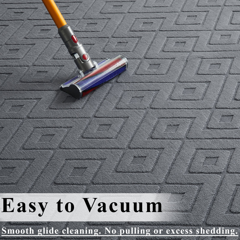  Modern High-Low Hollow Square Geometric Rug , 200 cm x 290 cm, Hollow Square Grey