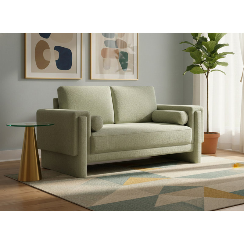 Ivanio 65'' Upholstered Loveseat, Mint Chenille Fabric