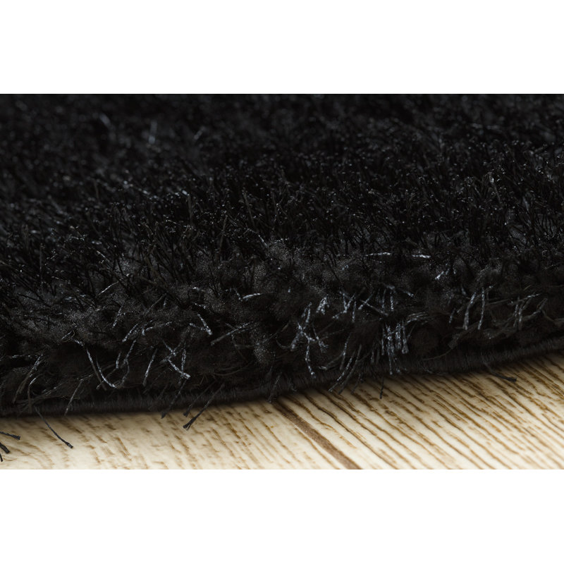 Taryn Solid Colour Area Rug, Round 200cm, Black