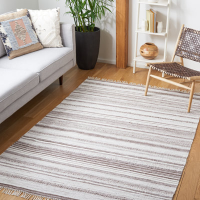 Tapis rayé kilim 108 brun / ivoire