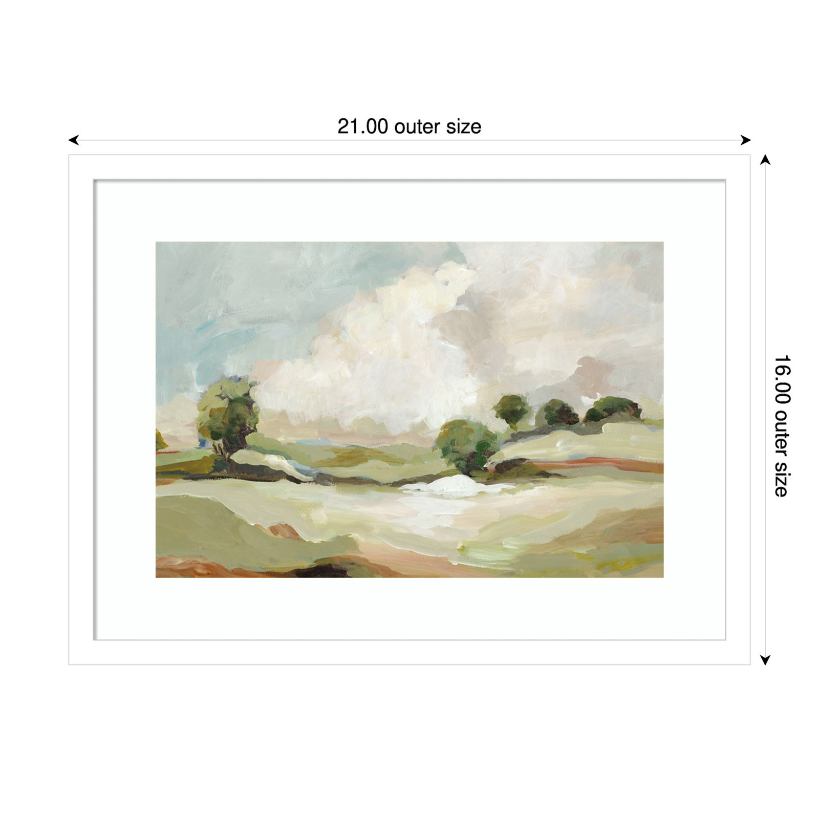 Pastoral Land Print by Allison Pearce, White, 16" H x 21" W