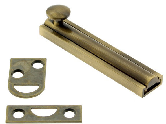 Solid Brass Surface Bolt, Antique Brass