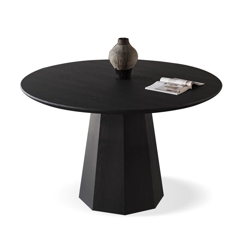 Black Round Solid Wood Dining Tables, 29.53"H x 47.24"L x 47.24"W