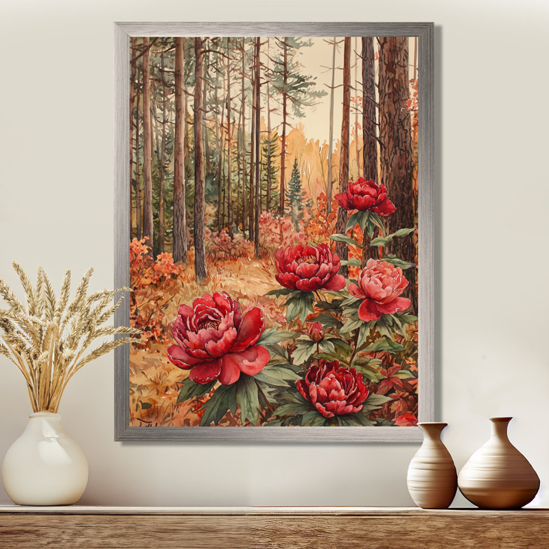 Gladwyn - impression sur toile florale, H 44 po x l 34 po, Reproduction encadrée d'une seule photo, Argent argent