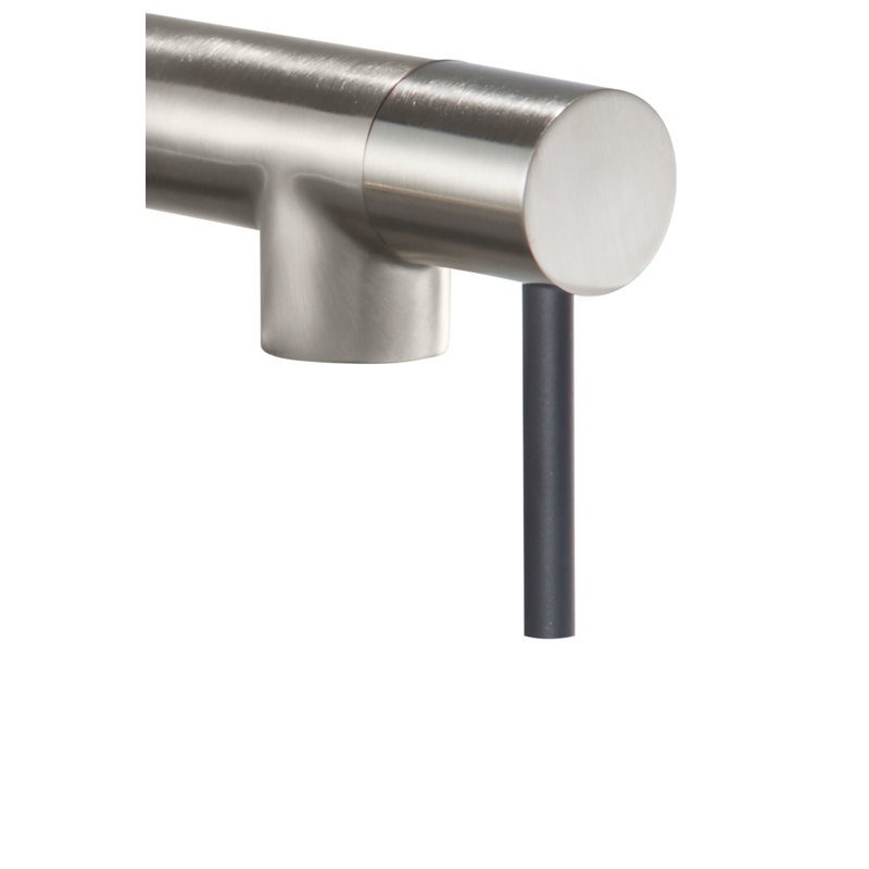 Pot Filler - Dual Handle Wall Mount - Contemporary, Black Stick Lever Handle, Satin Nickel