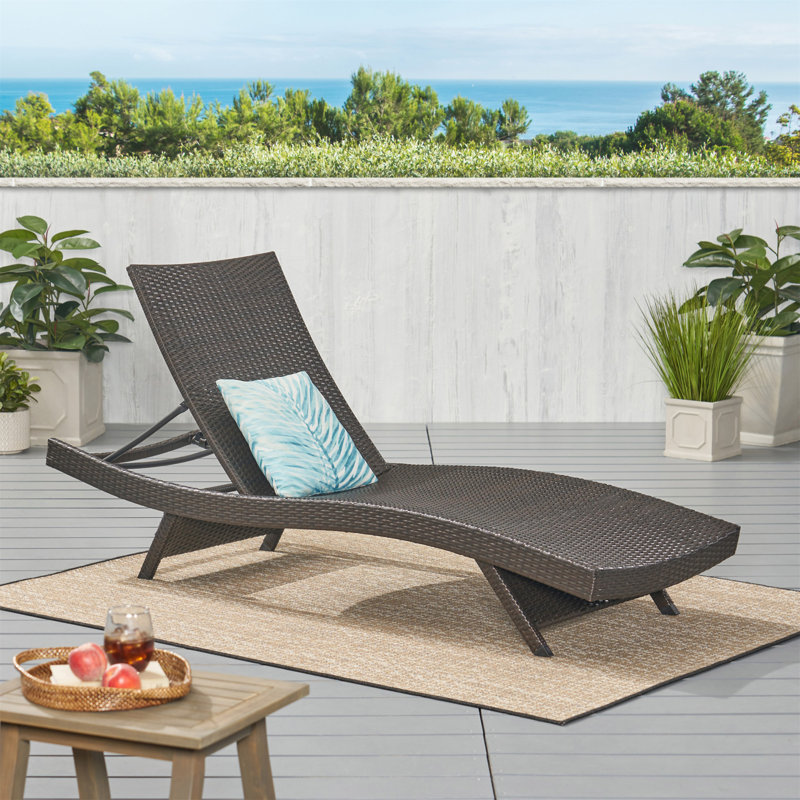 Chaise longue Salem Pe Wicker, 1, Brun