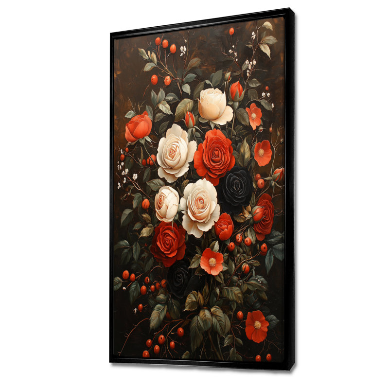Chambliss - impressions murales florales, H 60 po x l 28 po, Noir, Reproduction encadrée sans passe-partout