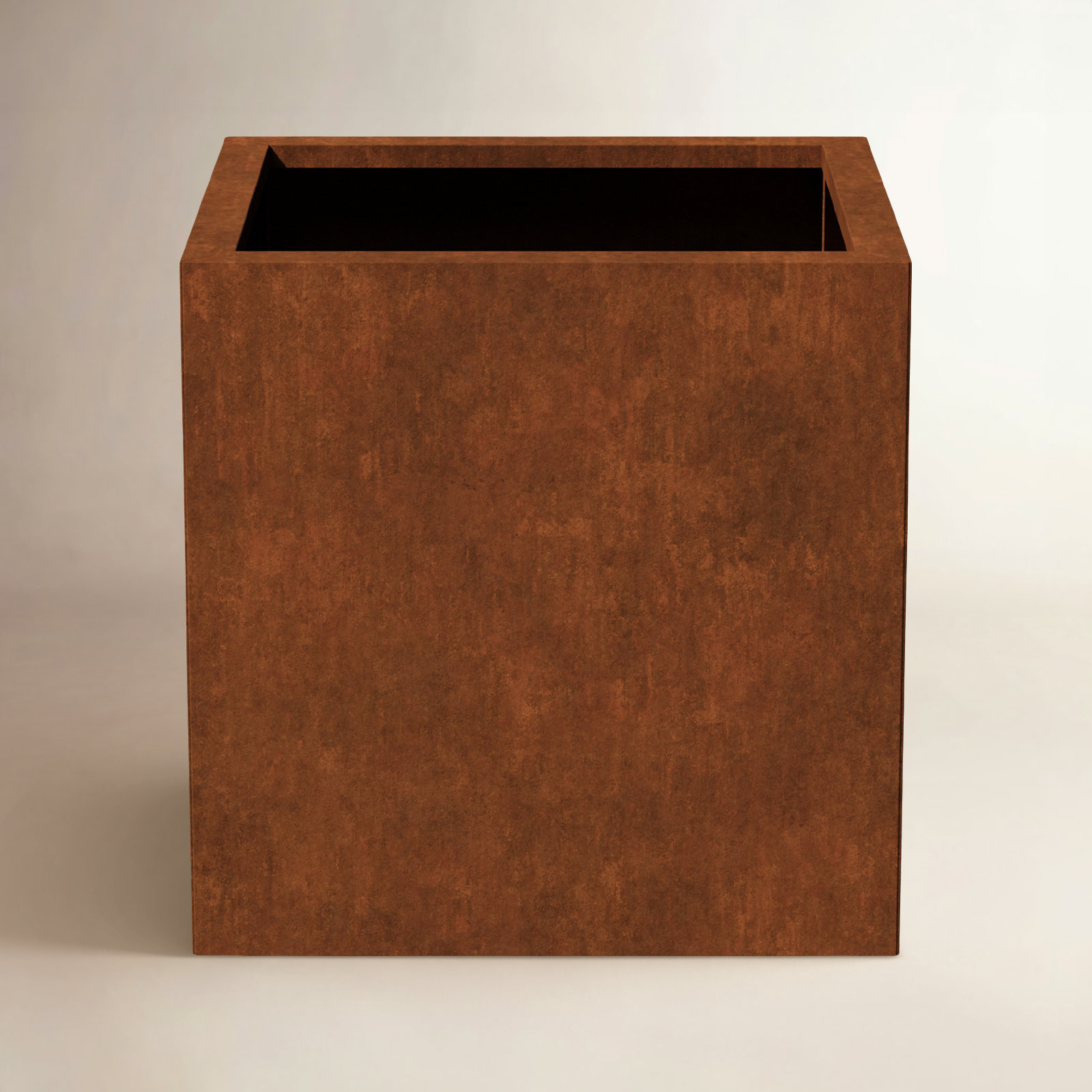 Corten Steel Series Cube Planter Box, 28" H x 27" W x 27" D