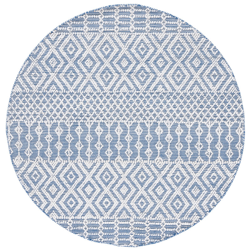 Tapis tissé à la main en coton / ivoire Sabula, Rond 6 pi