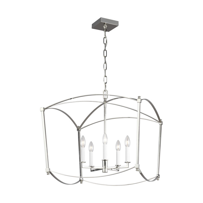 Olive 5-Light Chandelier, Nickel poli